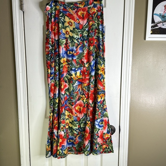 Joe Kealoha’s Hawaiian 🌺 Skirt Red Macaw Parrots Tropical Made in Hawaii Size 14 - Picture 5 of 11